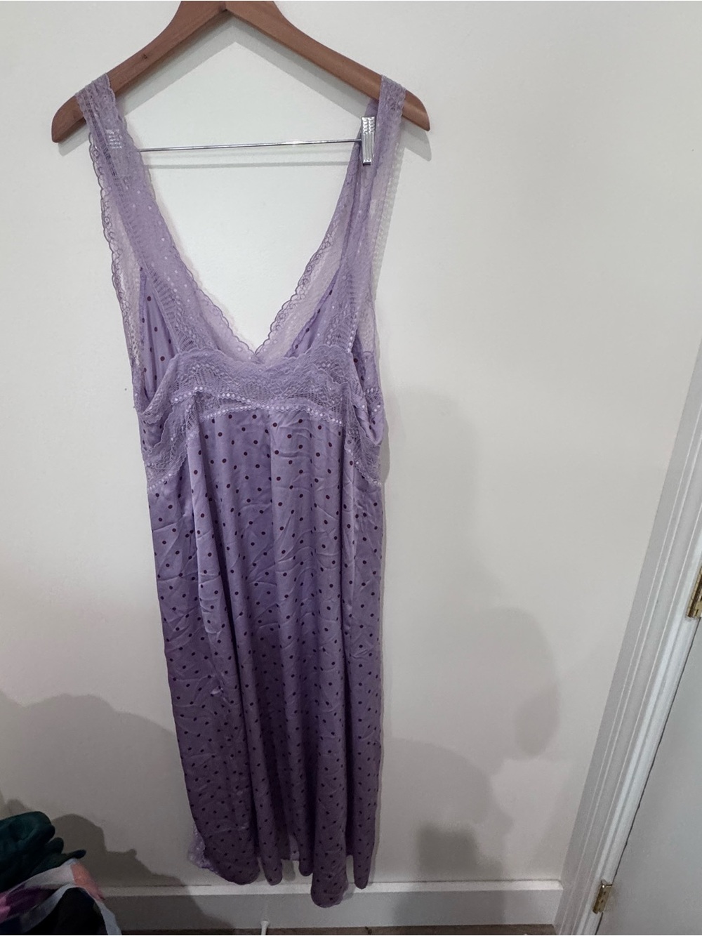 Free People Lavender Polka Dot Lace-Trim Slip - Picture 7 of 7